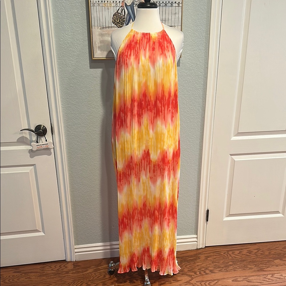 Flying Tomato Sz Large Tie Dye Pleaded Maxi Dress • NWT!